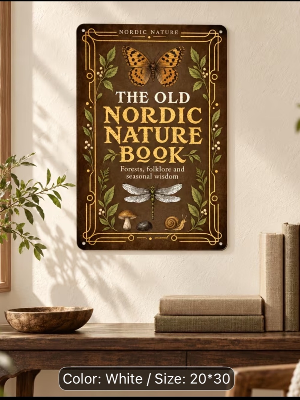Vintage NORDIC SPELL BOOK / Wall Art Metal Sign - NWTS